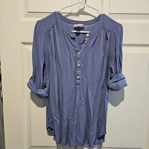 LOFT Periwinkle Button-Front Blouse